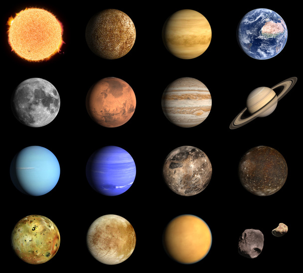 Planeten und einige Monde des Sonnensystems - Foto, Bild
