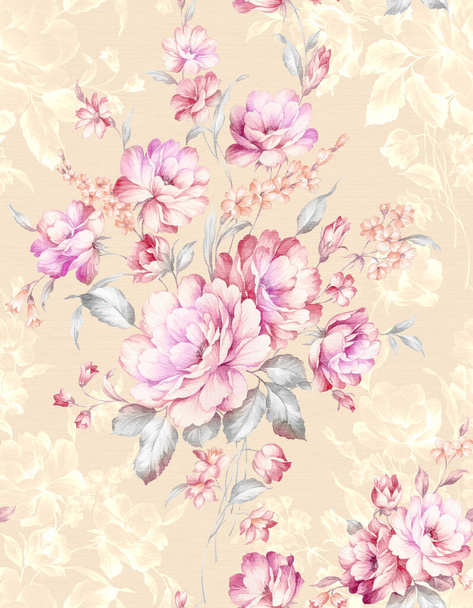 Klassieke populaire bloem naadloze patroon achtergrond - Voor gemakkelijk maken naadloos patroon gebruiken voor het vullen van alle contouren - Foto, afbeelding