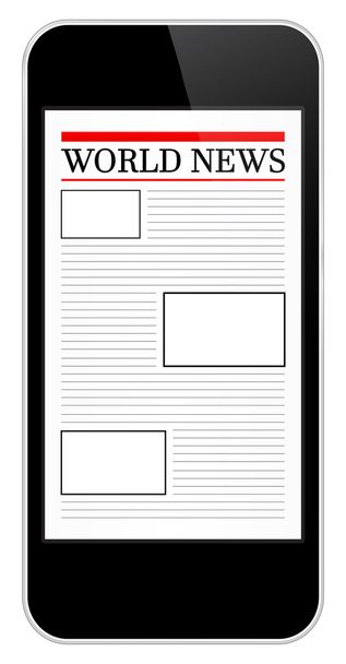 Black Business Mobile Phone Showing World News - Vector, Image