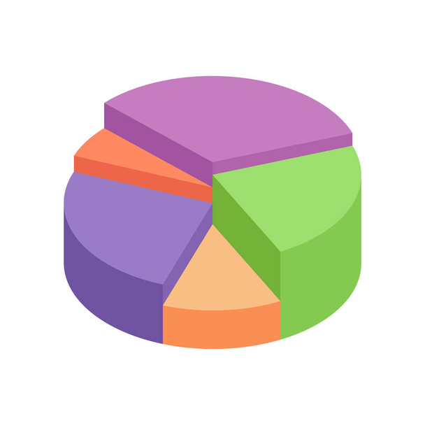 Isometrinen piiraskartta. 3d pyöreä kaavio tai taloudellinen kaavio, jossa on eri osia liiketoiminnan infographic tai esittely
. - Vektori, kuva