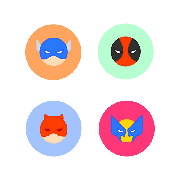 Icono de superhéroe plano, Ilustración plana, Icono de personaje, Icono de superhéroe con fondo de círculo
 - Vector, Imagen