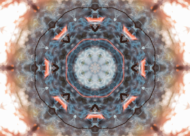 Αφηρημένο μοτίβο φόντου Αφηρημένη έννοια φόντου Συμμετρικό μοτίβο Διακοσμητική Διακοσμητική κίνηση καλειδοσκοπίου Γεωμετρικός κύκλος και κλασματικές μορφές αστεριών - Φωτογραφία, εικόνα