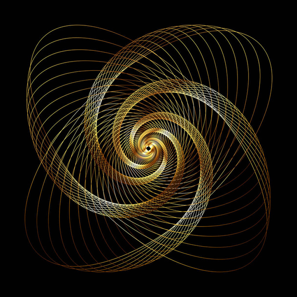 Vector Wavy Twirl Gold Rosette - Graphic Element - Generative Art   - Vector, Image