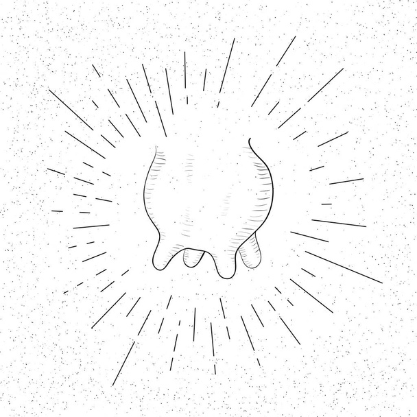 Símbolo dibujado a mano de la vaca Udder - Doodle Vector Hatch Icono
 - Vector, imagen
