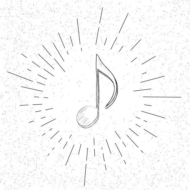 Hand Drawn Symbol of Musical Eight Note - Doodle Vector Hatch Icon - Вектор, зображення