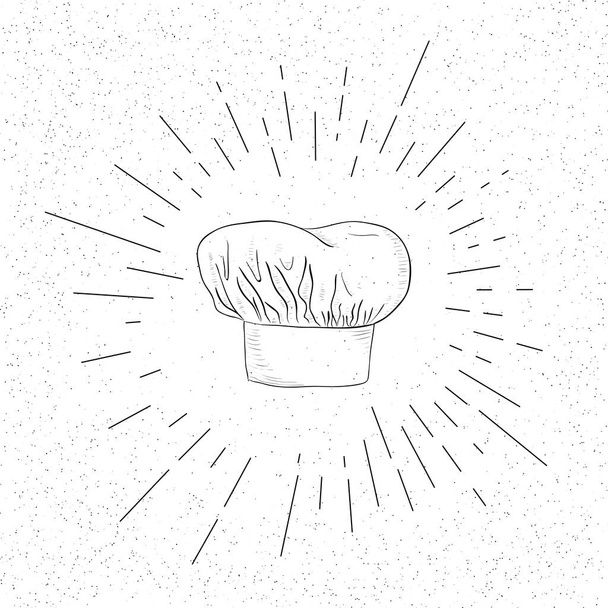Symbole dessiné à la main de la casquette du chef ustensiles de cuisine - Doodle Vector Hatch Icon
 - Vecteur, image