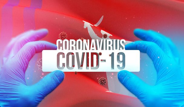 Coronavirus betegség COVID-19 fertőzés az orosz régióban, zászló képek koncepció - Zászló a Volgograd Oblast. Coronavirus Oroszországban koncepció 3D illusztráció. - Fotó, kép