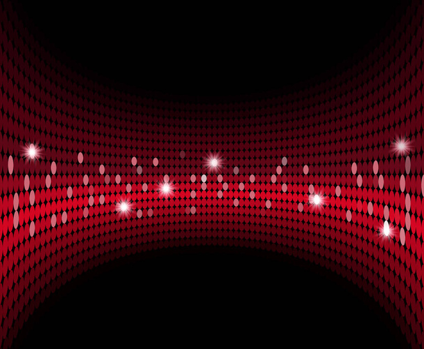  Red Shining Mosaic Background with Sparks - Vector Tessellated Glowing Fisheye Lens Distortion Effect - Vektor, obrázek