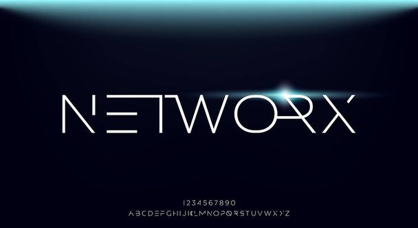 Networx, абстрактный технологический шрифт. Дизайн векторной иллюстрации цифровой космической типографии
 - Вектор,изображение
