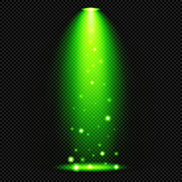 Raggi di brillantezza della lampada verde con brillantini su sfondo trasparente - Raggi di riflettori radianti vettoriali
 - Vettoriali, immagini