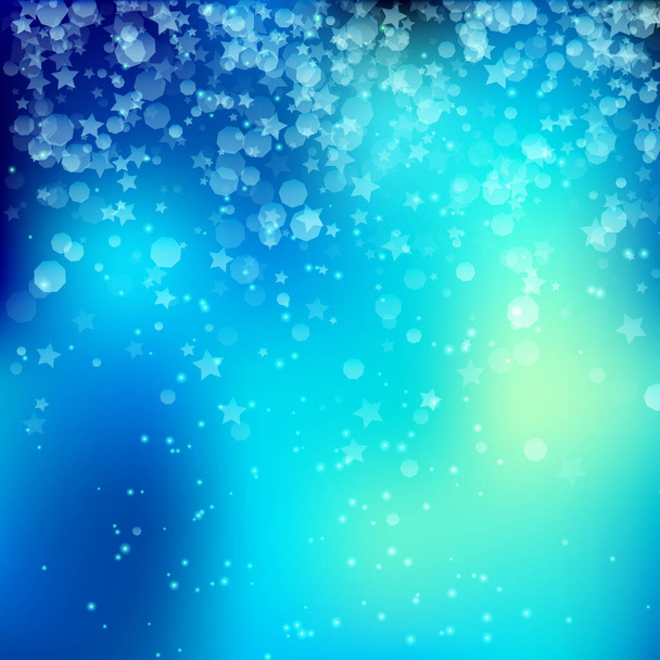 Blue Shine Bokeh Flare Star Rain with Sparks - Vector Cyan Radiant Starfall - Вектор,изображение