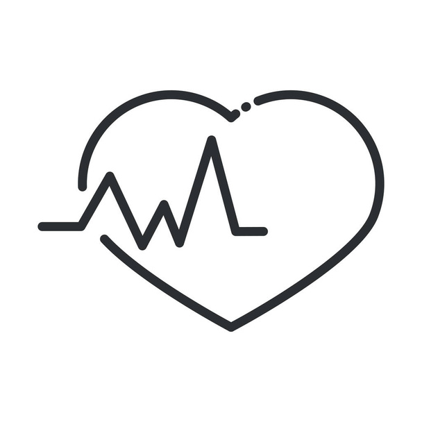 online gezondheid, hartslag medische cardiologie covid 19 pandemische lijn pictogram - Vector, afbeelding