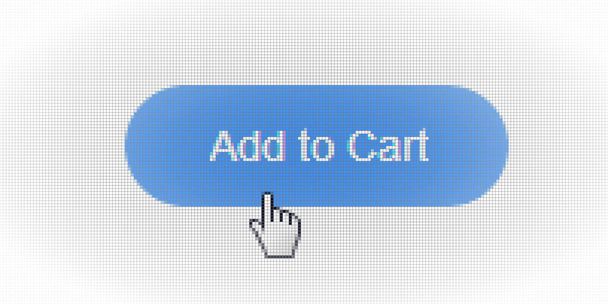 Close Up Hand Cursor and Site Add to Cart Form Online Shopping on Computer LCD Screen Pixel Background - Διάνυσμα Macro Image Digital Concept - Διάνυσμα, εικόνα