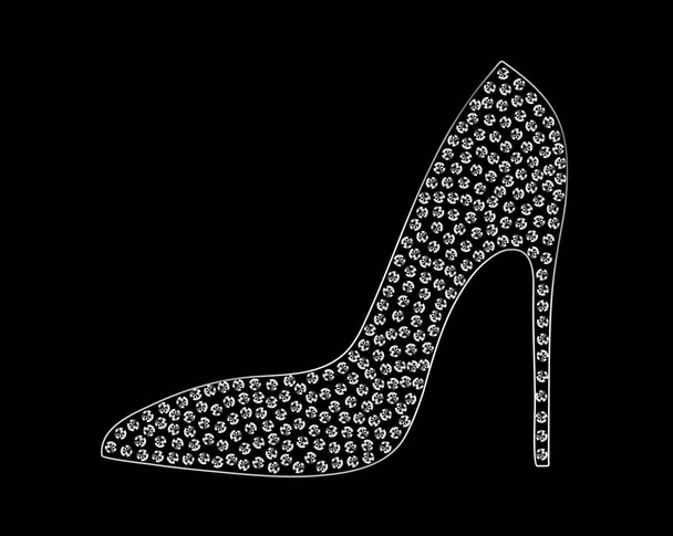 Cristais de diamante pavimentado silhueta de - Vector Glamour strass símbolo de moda
 - Vetor, Imagem