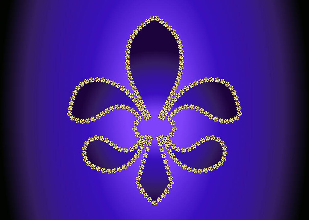 Kryształy diamentowe Wybrukowany zarys Trefoil Royal Lily - Vector Glamor Rhinestones Heraldic Fleur-de-Lis Logo - Wektor, obraz