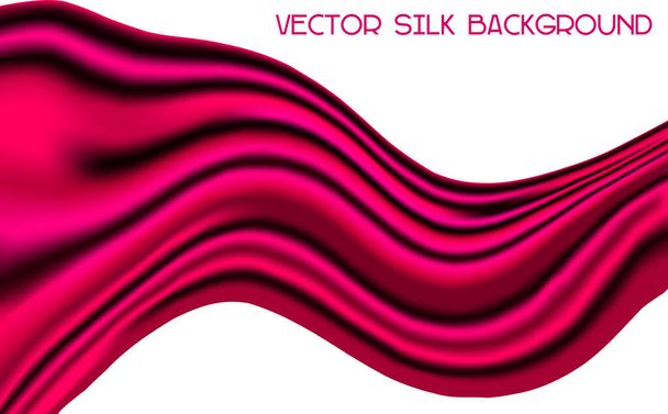 Tissu de soie cramoisi brillant ondulant comme drapeau, écharpe isolée sur fond blanc - Ruban de satin volant vectoriel
  - Vecteur, image