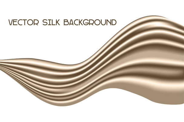 Waving Ivory Silk Fabric like Flag, Szalik Odizolowany na białym tle - Vector Flying Satin Ribbon  - Wektor, obraz