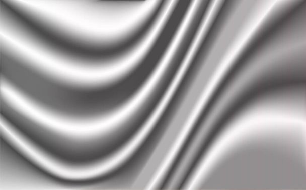 Waving Pearl Gray Silk Fabric like Flag, Scarf  Background - Vector Flying Satin Ribbon  - Vector, Image