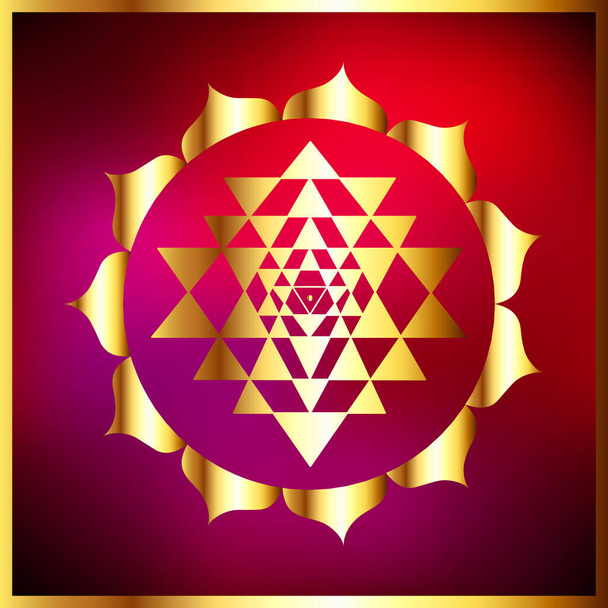 神聖インド幾何学神秘的な瞑想図記号-ベクターShri Yantra - ベクター画像