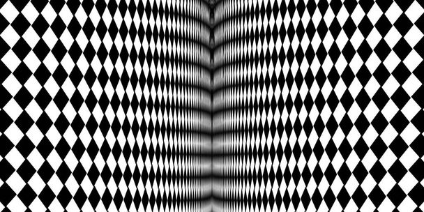 Вектор Чорний і Білий півтон Fold Wide Generative Op Art Background  - Вектор, зображення