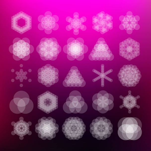 Wektor Komputerowy Wzór Kwiat Życia Mandala Symbol Fraktale - Generative Art Set - Zestaw elementów logo - Wektor, obraz
