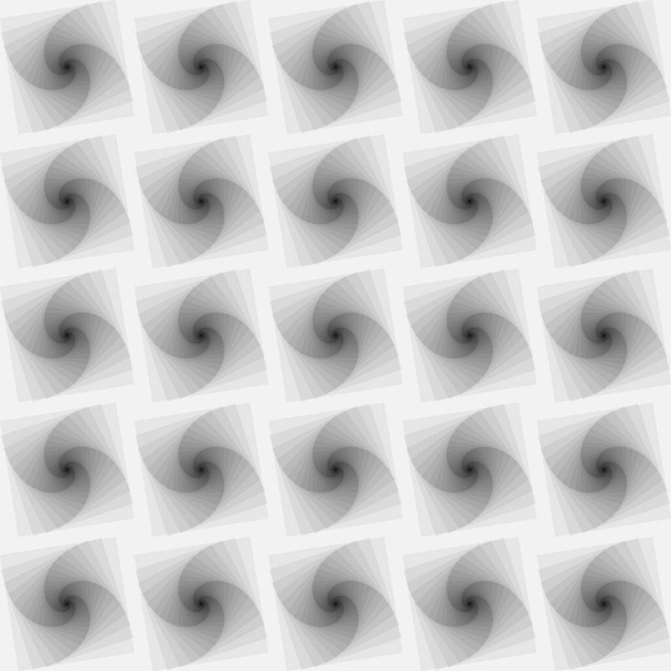 Nahtloser grauer Vektor Spiralwirbel - Square Op Art Hintergrund  - Vektor, Bild