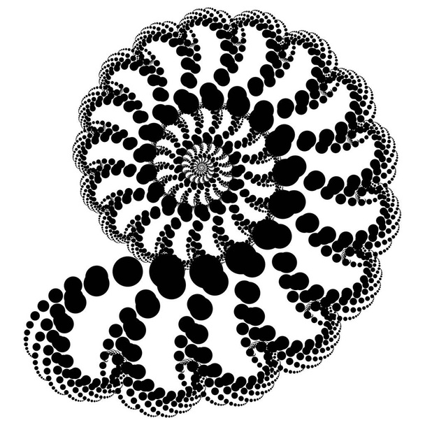 Vector Fractal Beaded Spiral Ammonite Snail Vortex Shape -  Generative Op Art Element - Vector, Image