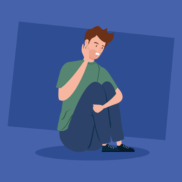 man sitting with stress attack - Vector, Image