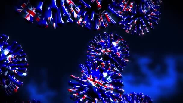 Koronawirus australia epidemia covid-19 blokada komórek. 2019-ncov australijska kwarantanna, aby zatrzymać zagrożenie19 ryzyko zakażeń - animacja 3D - Materiał filmowy, wideo