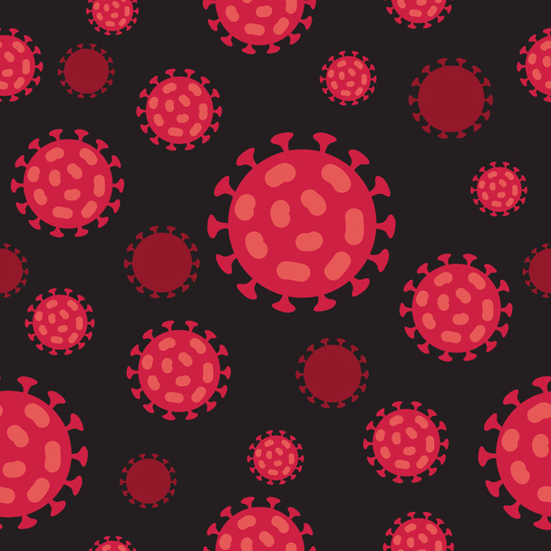 Seamless pattern with coronavirus bacteria. COVID-19 conceptual vector illustration. 2019-ncov virus cells. - Вектор, зображення