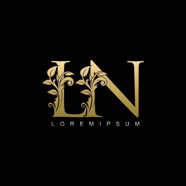 Golden LN Luxury Logo Icon, Classy Letter Logo Design. - Vector, Imagen