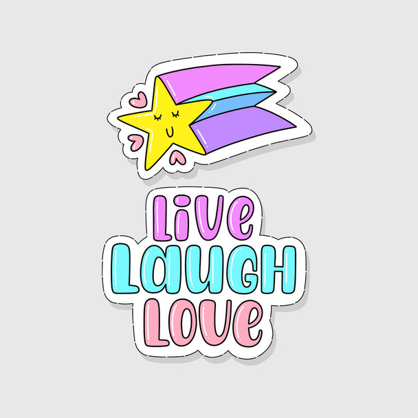 Illustration of Live Laugh Love. Vector lettering. Design for cards, stickers, clothes and other - Вектор, зображення