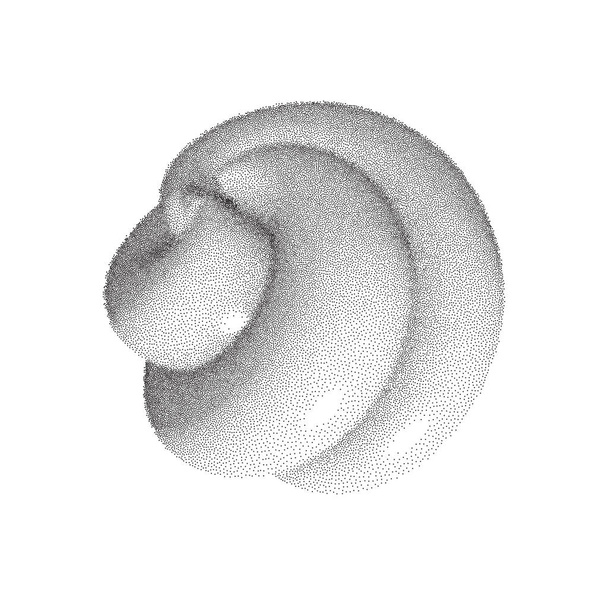 Vektör YarıTonlama Benekli Geometrik Şekil İllüstrasyonu - 3B Sonsuzluk Torus Düğümü Döngüsü - Vektör, Görsel