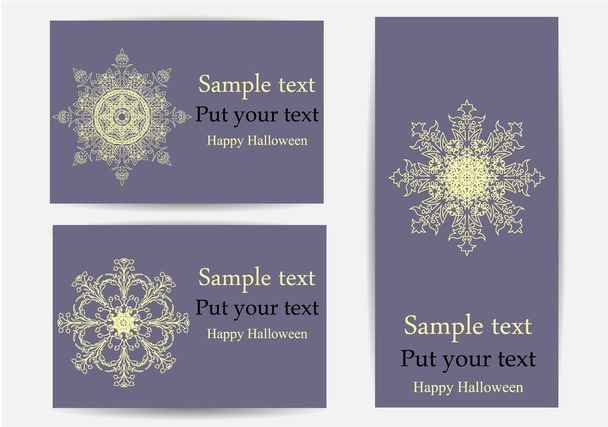 Vector set of greeting cards with snowflakes, dedicated to Merry Christmas and Happy New Year - Vettoriali, immagini