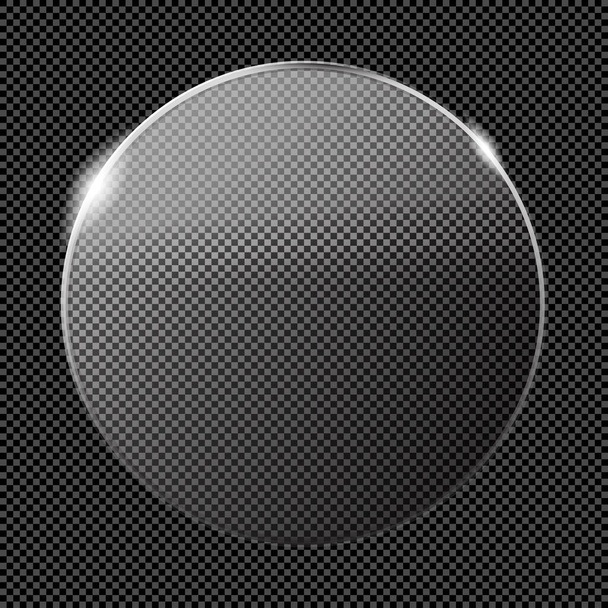 Placa de insignia de cristal de lustre transparente Mockup - Plantilla de círculo vidrioso claro
 - Vector, Imagen