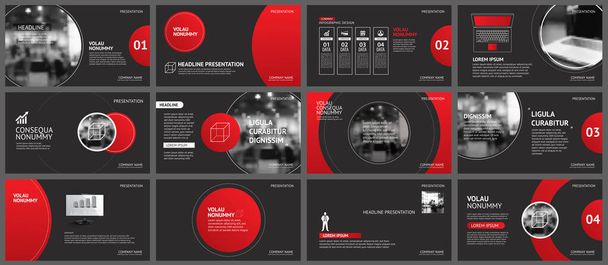 Presentation and slide layout background. Design red and black circle template. Use for coronavirus, covid-19, report, flyer, leaflet, brochure. - Vector, Image