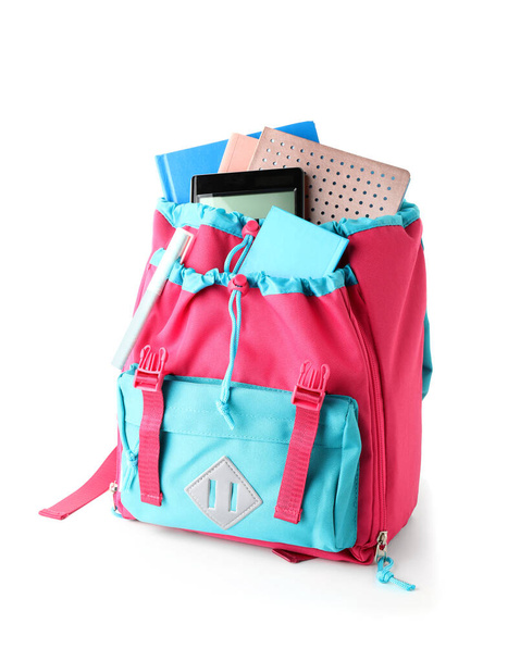 Beyaz arka plan üzerinde okul sırt çantası - Fotoğraf, Görsel