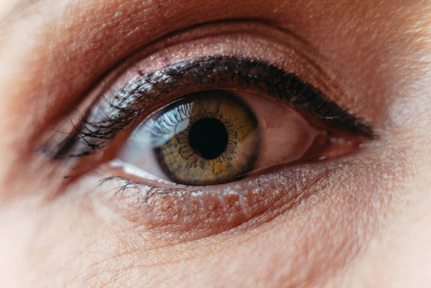 Eye. Female eye close-up shot. - Фото, изображение