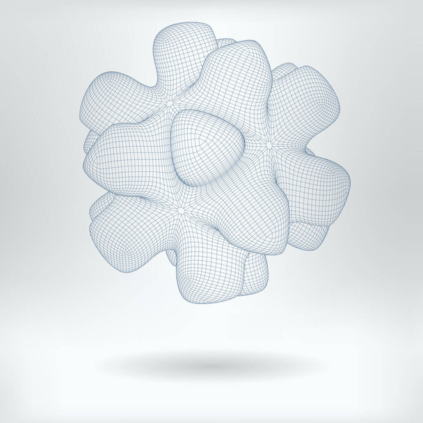 Vektor 3D Modell Poliovirus Partikelzeichnung - Poliomyelitis Virus Structure Concept Diagram Icon - Vektor, Bild