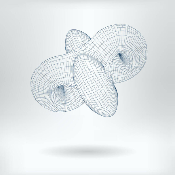 Vector 3D modell nem euklideszi geometriai koncepció ikon - alacsony poli végtelen toroid kép - Vektor, kép