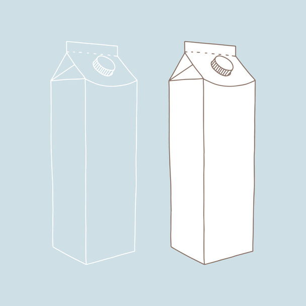 Milk box.  Linear, vector realistic. Pocket milk outline - Vector, Image