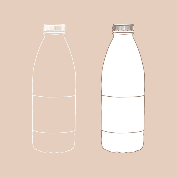 Egy üveg tejet. Lineáris, vektor reális illusztráció. - Vektor, kép