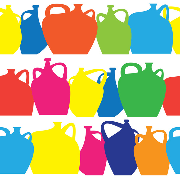 Ícones de vasos decorativos multicoloridos de padrão sem costura
 - Vetor, Imagem