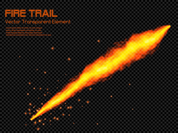 Hot Fire Energy Trail - Transparent Vector Comet Trace with Scintillas - Abstract Shining Background  - Vector, Image