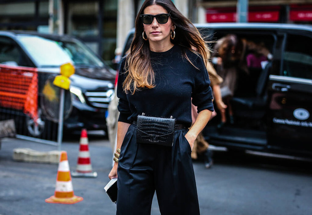 MILAN, Italy- September 19 2019: Alessandra Airo' on the street during the Milan Fashion Week. - Foto, immagini
