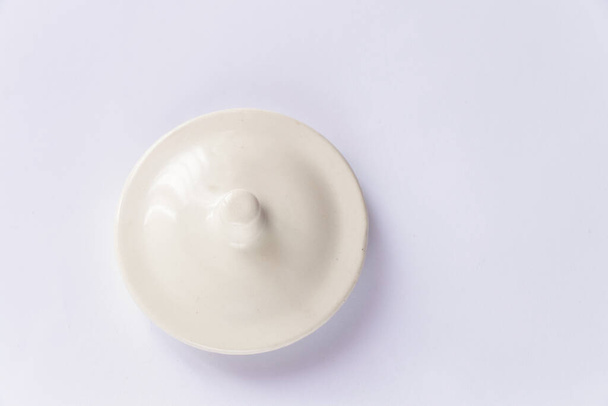 white glass lid on a white background - Foto, Imagem