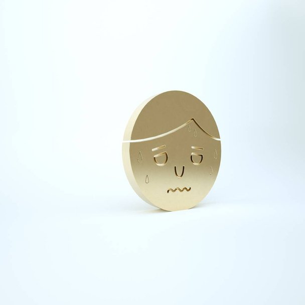 Homem de Ouro com ícone de transpiração excessiva isolado no fundo branco. 3D ilustração 3D render
 - Foto, Imagem