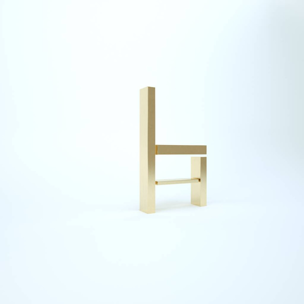 Icona Gold Chair isolata su sfondo bianco. Illustrazione 3d rendering 3D - Foto, immagini