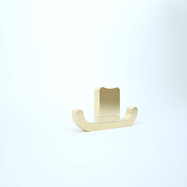Золотой человек шляпу с иконкой ленты изолированы на белом фоне. 3D-рендеринг
 - Фото, изображение
