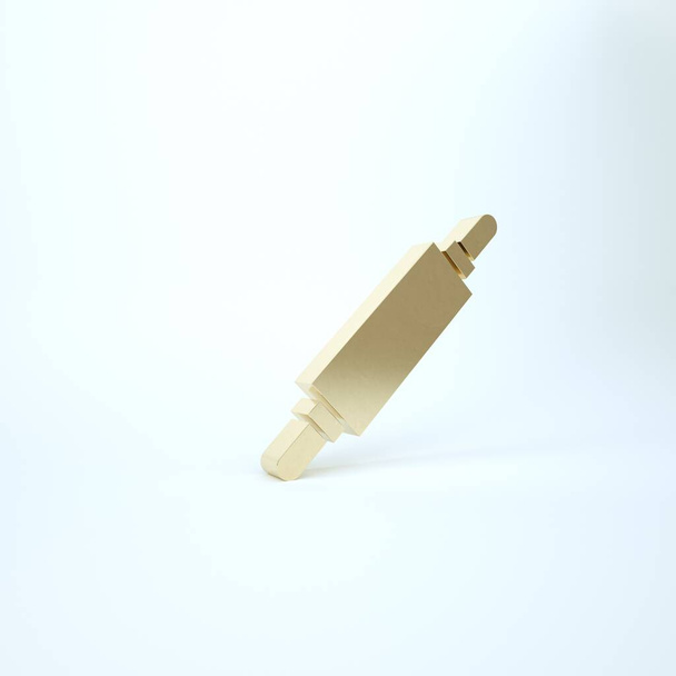 Icône de rouleau d'or isolé sur fond blanc. Illustration 3D rendu 3D - Photo, image